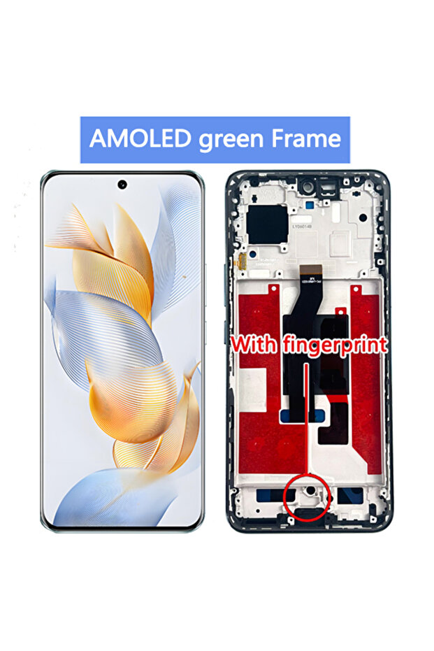 شاشة AMOLED جديدة بإطار أخضر لهاتف Honor 90، شاشة LCD تعمل باللمس مع مجموعة محول رقمي