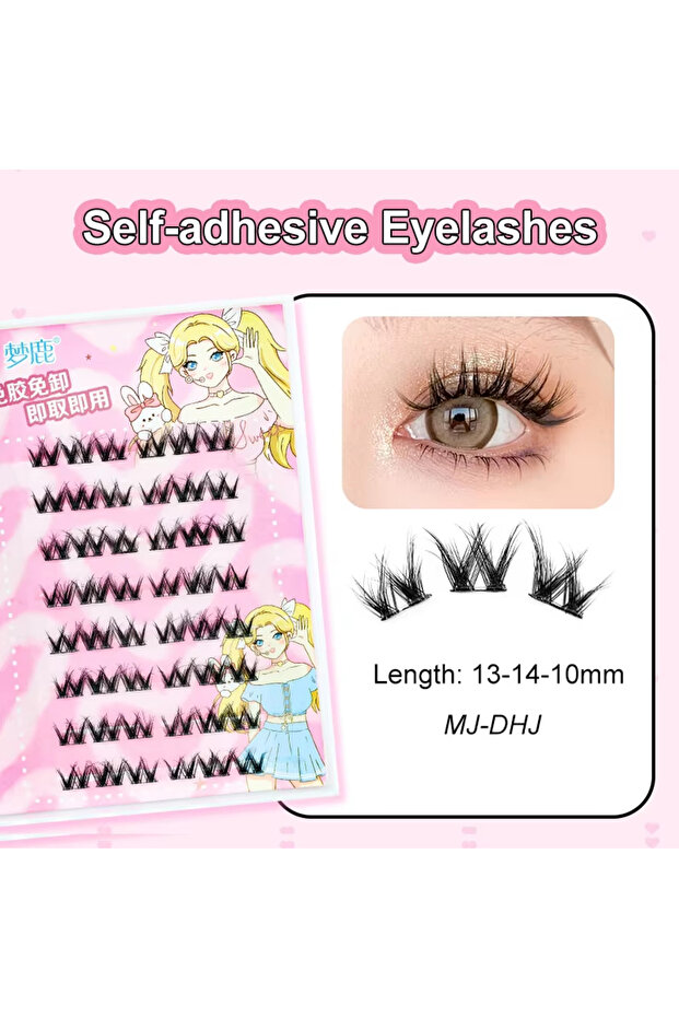 C MJ-DHJ New Glue-free Self-adhesive False EyelashesC Curl Girl Group False Eyelashes DIY Anime Eyes