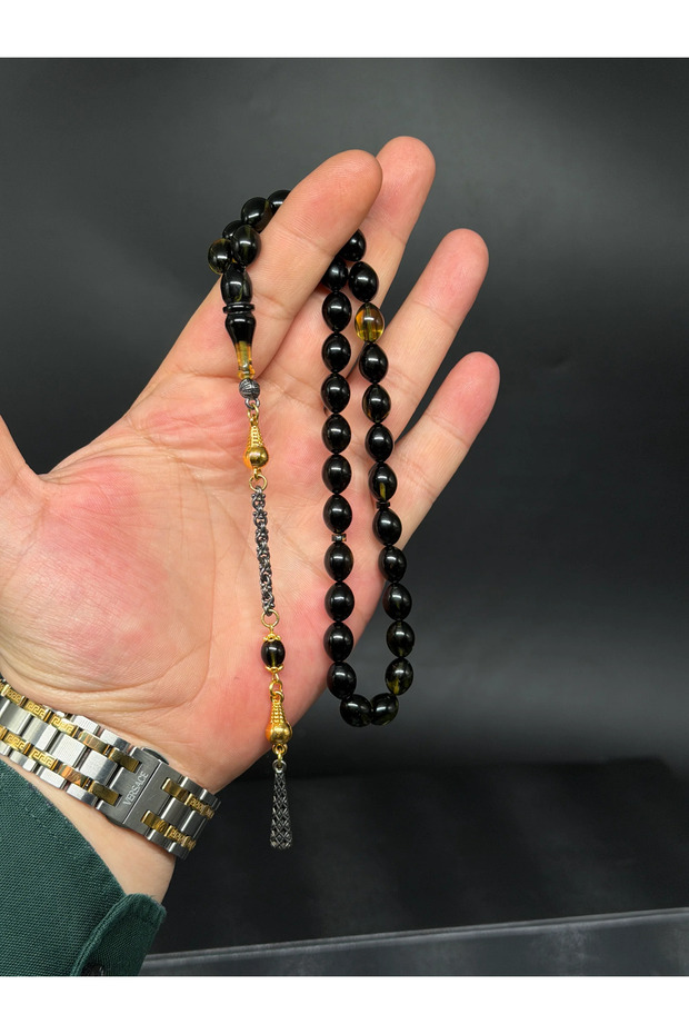 Color Filtered Light Reflecting Crimped Amber Prayer Beads New and Special Design with Tassels