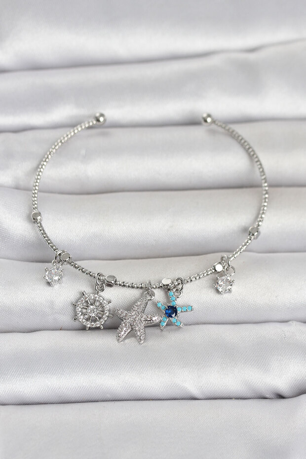 Silver Color Brass Sea Theme Charm Women's Bracelet - Ebj260516W42156