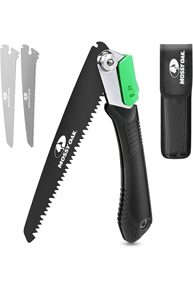 Folding Hand Saw for Wood, Bone, PVC, Tree Pruning, Camping, Hunting, Solid TPR Soft Grip with Different Blades and Pouch