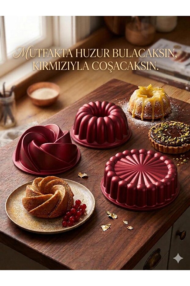 GRANİT DÖKÜM MİNİ KEK KALIBI 3'LÜ SET