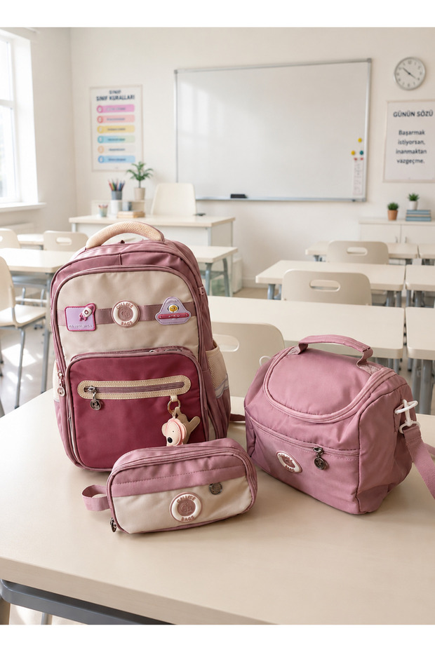 Korean Style Girls' 3-Piece School Bag Set Elementary School Bag