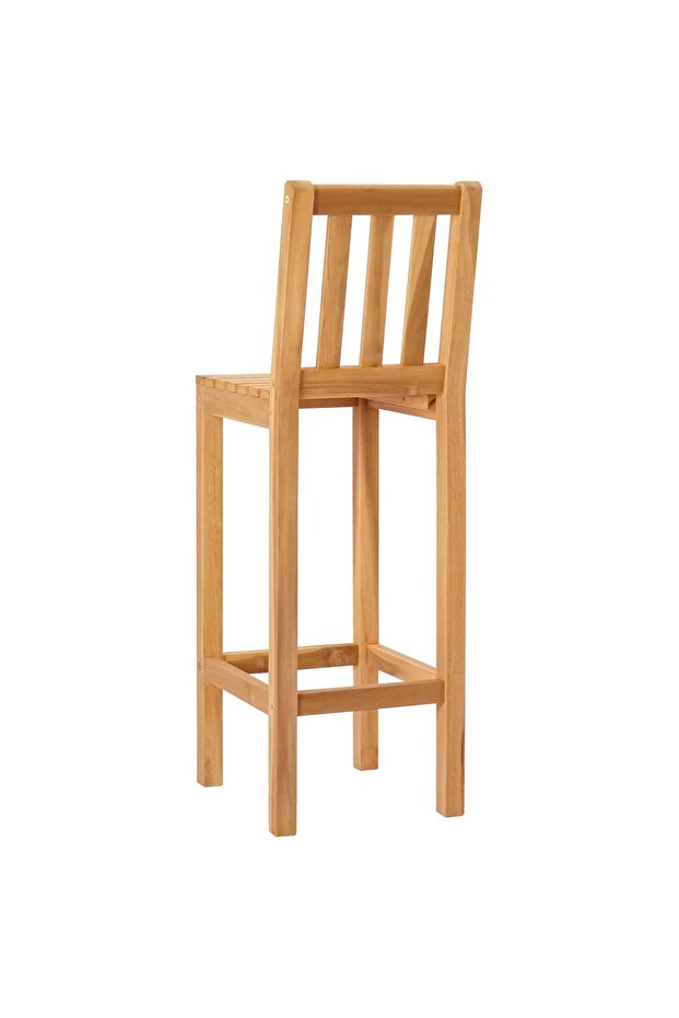 Scaun de bar 2 pcs Maro Lemn solid de tec - 6