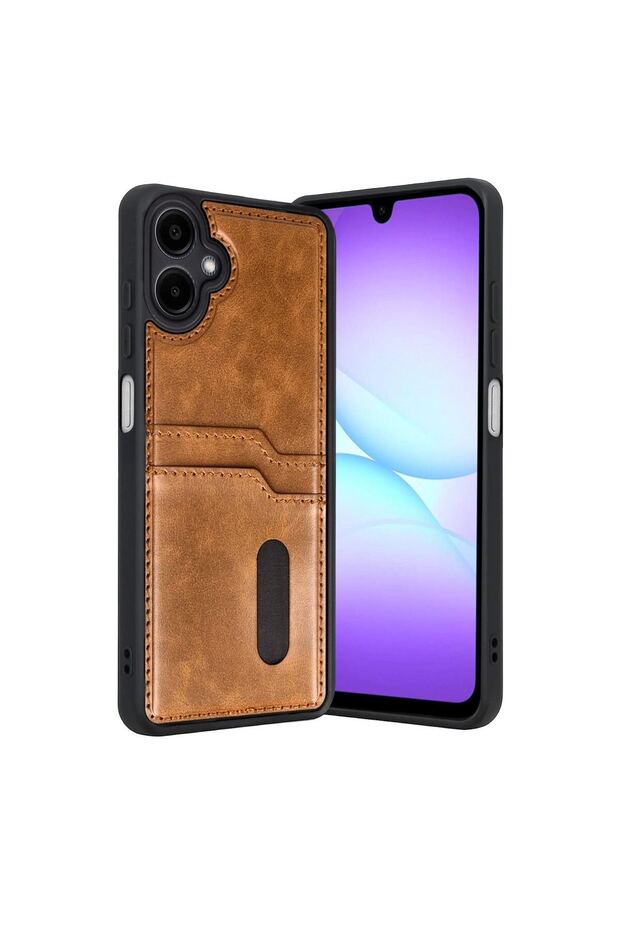 Samsung Galaxy A07 4g Leather Case with Sara Business Card Holder - Tan
