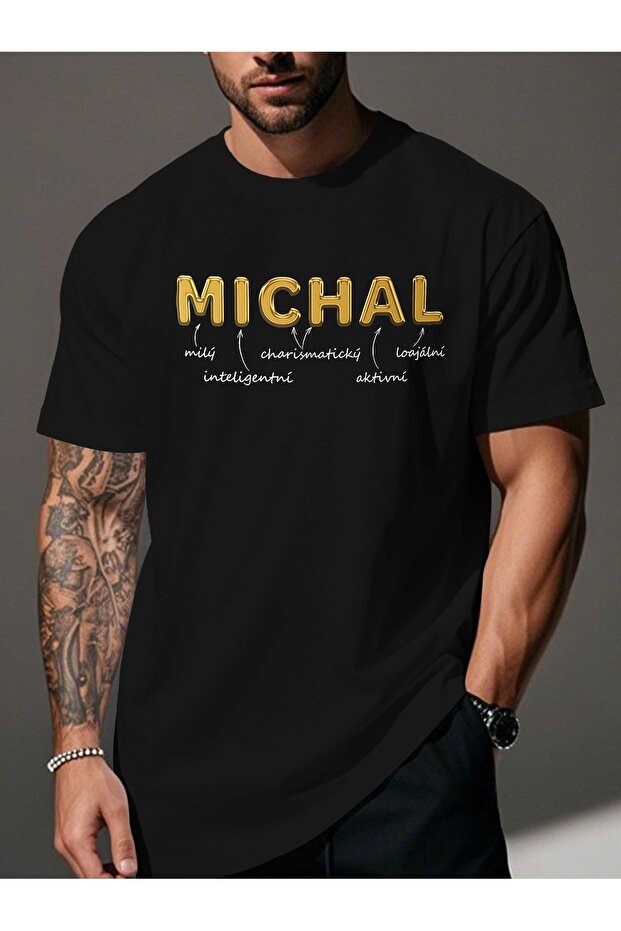 تصميم ممتع لقمصان الرجال تحمل كلمة "Michal" باللغة التشيكية.