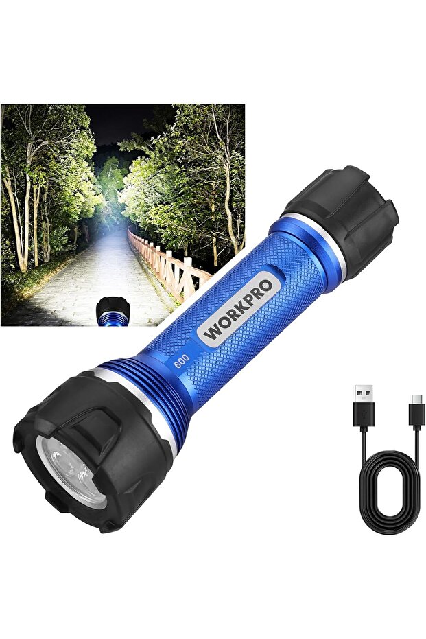 Rechargeable 800 lm Flashlight, Aluminum IPX7 Waterproof, 3 Mode LED Handheld Flashlight