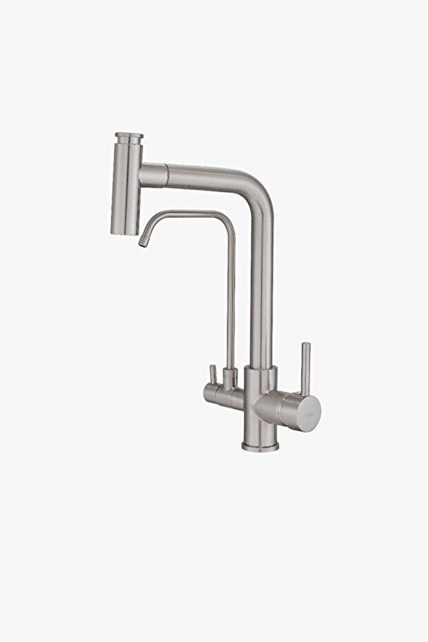 İnox t Purified Spiral Kitchen Faucet with Double Outlet Pull-Out Sink Tap