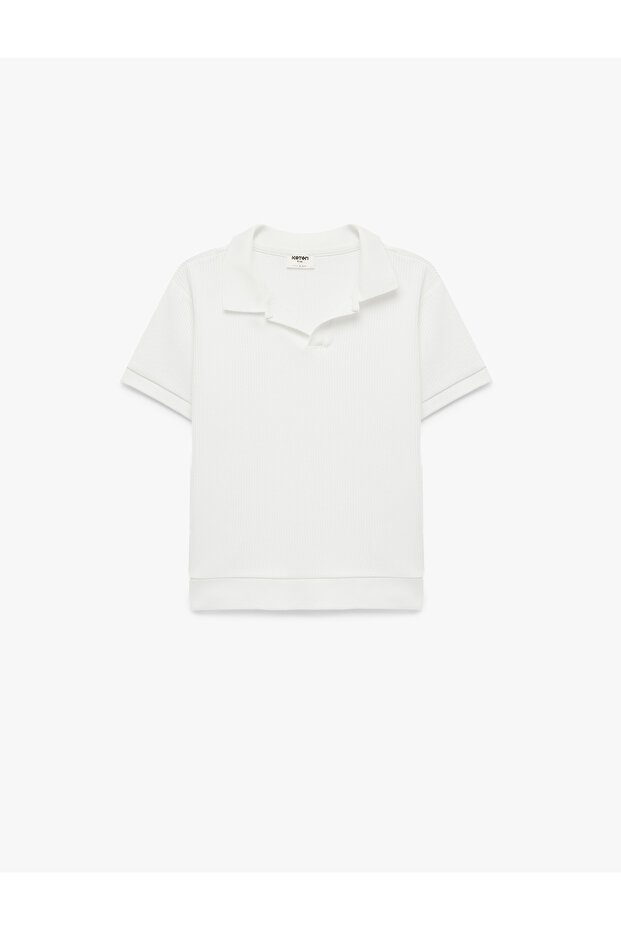 Βαμβακερό κοντομάνικο μπλουζάκι Basic Polo γιακά - 1