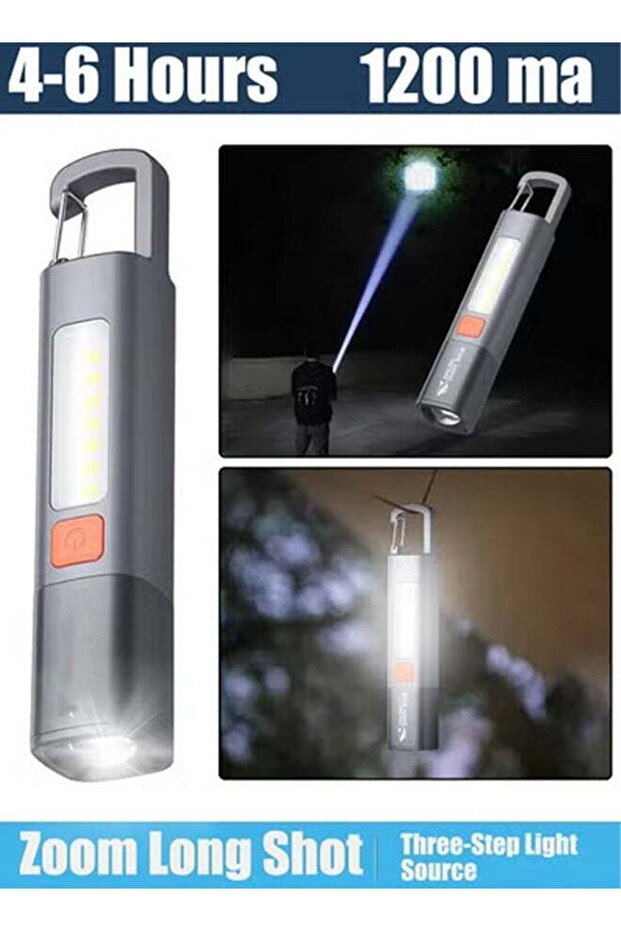 مصباح يدوي LED قابل لإعادة الشحن، 10000 لومن فائق السطوع، محمول باليد، USB، مع خطاف، 3 أوضاع