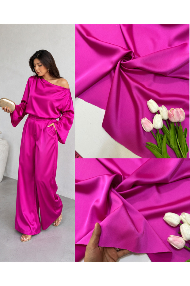 Fuchsia Acetate Satin Fabric