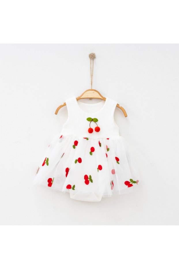 Baby Girl Cherry Detailed Tutu Dress