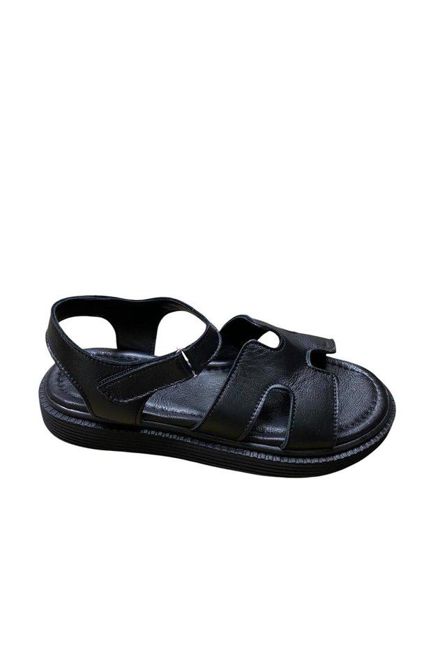 Women's Flat Thick-Soled Ankle-Strap Genuine Leather Sandals