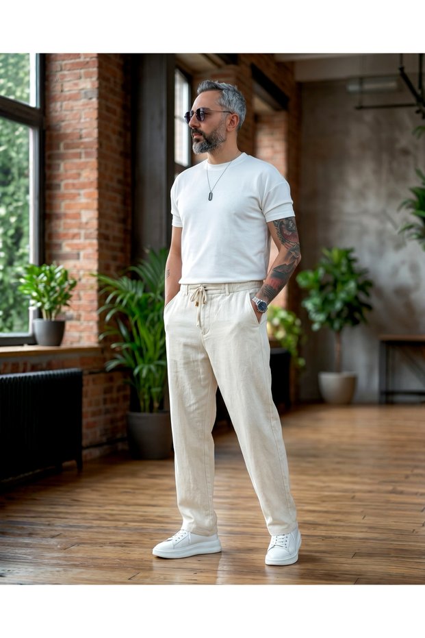 Men's Old Money Linen Regular Trousers
