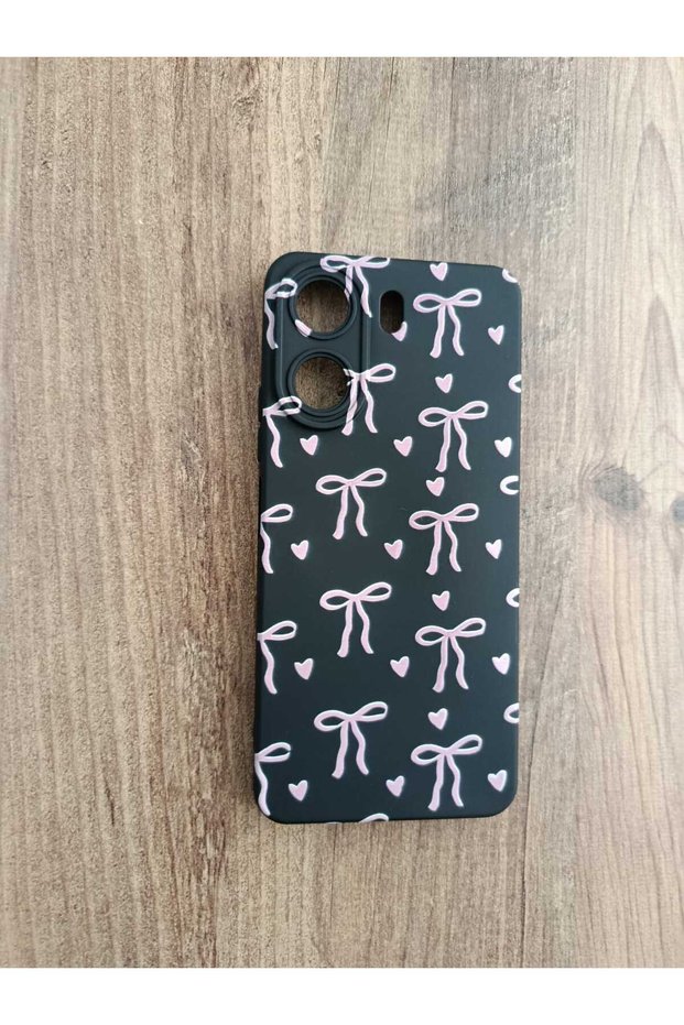 Poco C65 Ribbon Bow Printed Velvet Inside Silicone Phone Case