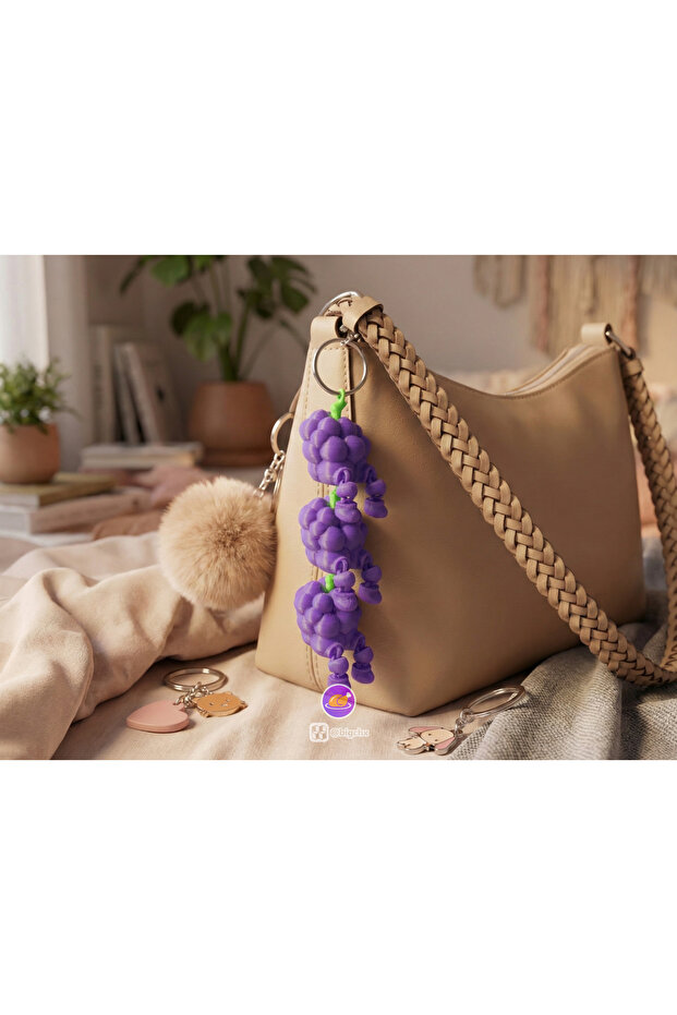 Grape Keychain | Cute 3D Decorative Bag and Key Accessory
