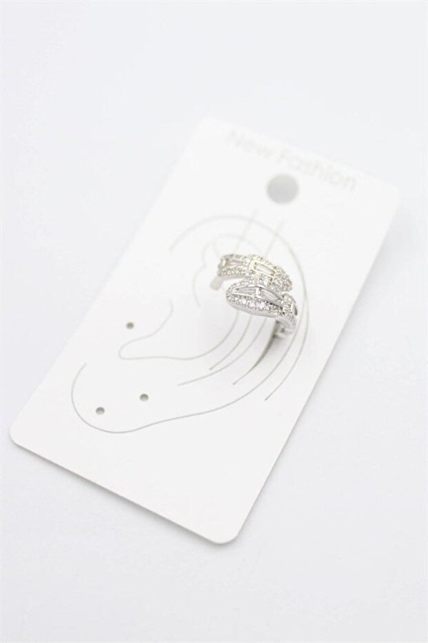 Stoned Cartilage Earrings - Silver