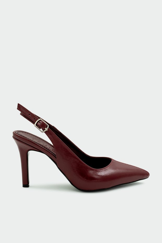 Orika Women's Burgundy Heeled Shoes with Sewing Detail