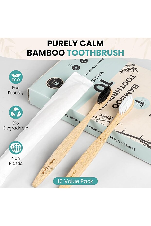 Bamboo Toothbrushes Set – 10-Pack - 3