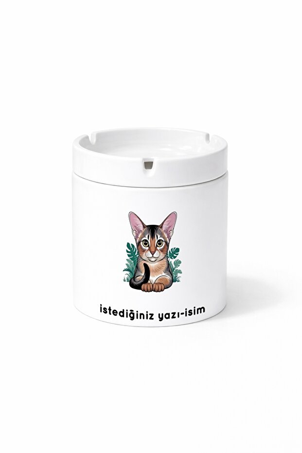 Animal Abyssinian Cat Habesha Cat Double Sided Printed Ash Tray Ashtray Gift