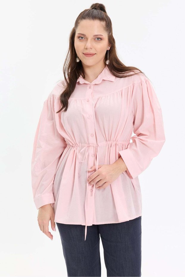 Cotton Voile Gathered Women's Shirt
