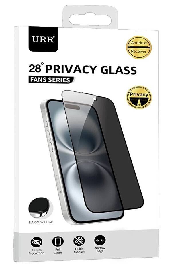 واقي شاشة زجاجي فاخر من سلسلة URR iPhone 17 Pro Max Fans - أسود