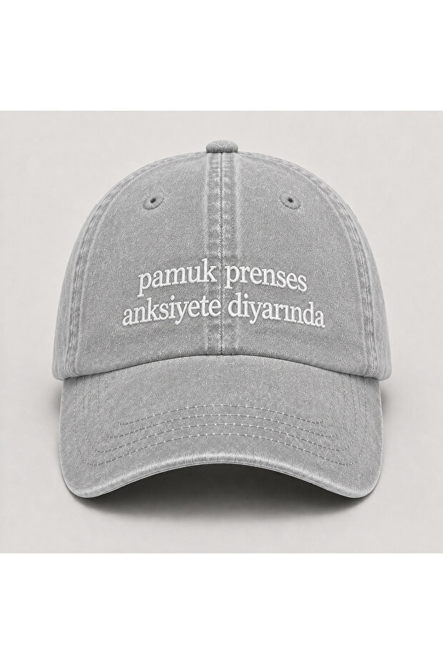 "Snow White in the Land of Anxiety" Written Vintage Washed Cap Hat