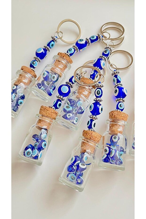 Bottle Evil Eye Bead Wish Box Keychain