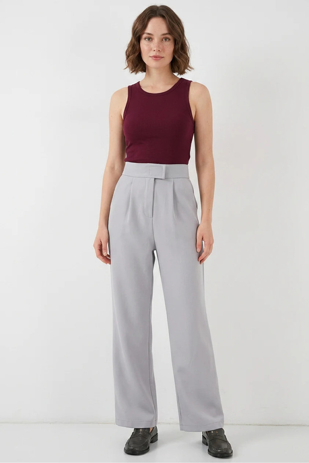 Women's High Waist Gray Trousers