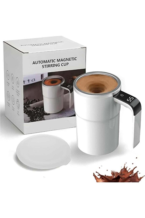 Stainless Steel Auto Stirring Coffee Mug – Portable Temperature Sensing Travel Cup