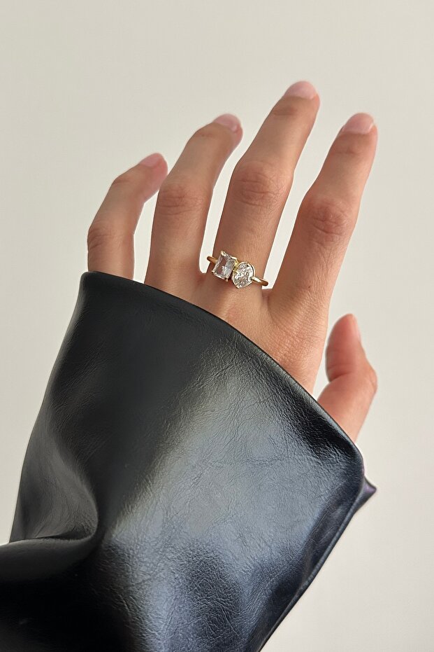Double Jewelled Adjustable Ring - 1