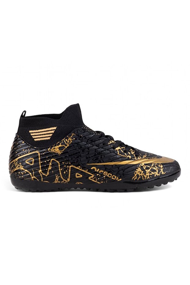 Comfortable Black Gold Patterned Astroturf Shoes Suitable for Football Astroturf Shoes