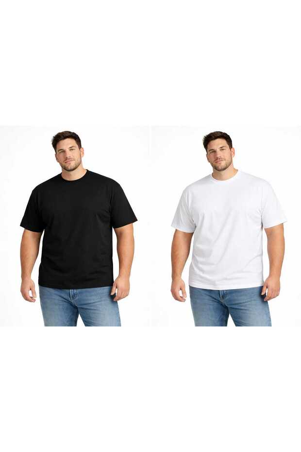 Battal Size Lycra Zero Neck Basic T-Shirt - 3