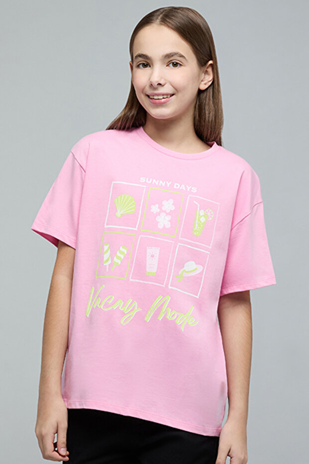 Printed T-Shirt with Crew Neck and Short Sleeves