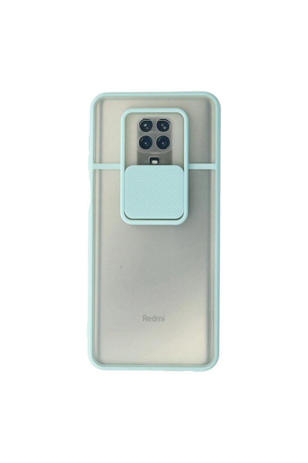 Compatible with Redmi Note 9 Pro Case Palm Frosted Camera Sliding Silicone - Turquoise