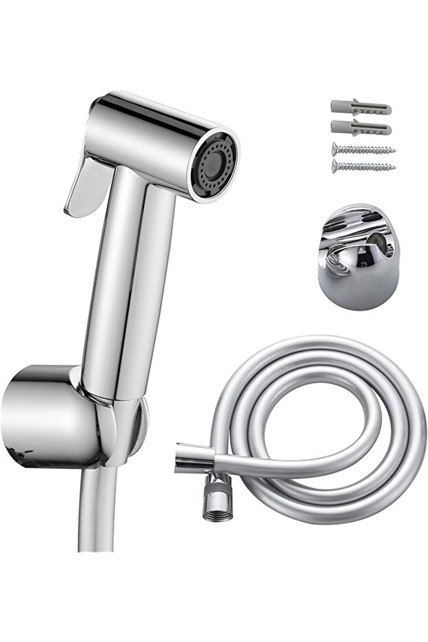 Chrome Handheld Bidet Sprayer, Bathroom Shattaf Toilet Attachment, Single Lever Control with 1.2M PVC Hose