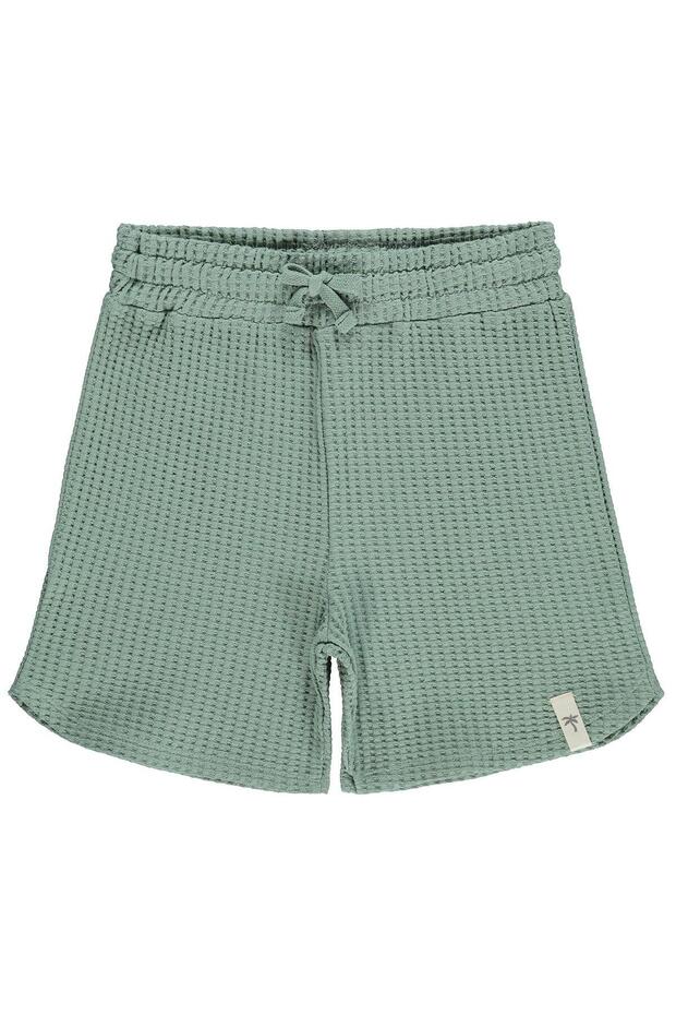 Basic Waffle Shorts for 6-9 Years - Green