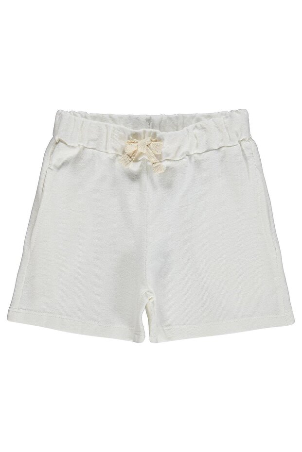 Drawstring Front 2-5 Years Old Capri - Ecru