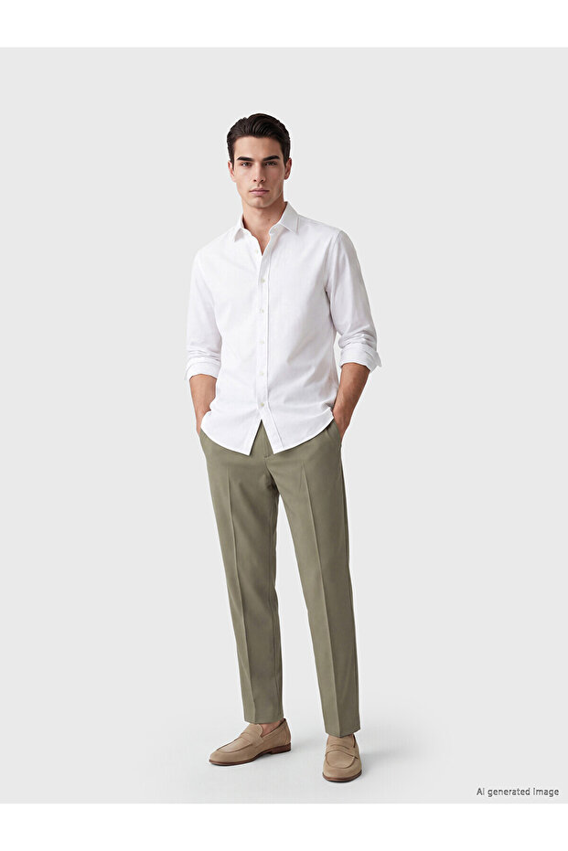 Nevavm Regular Fit Gabardine Men's Suit Trousers with Difference