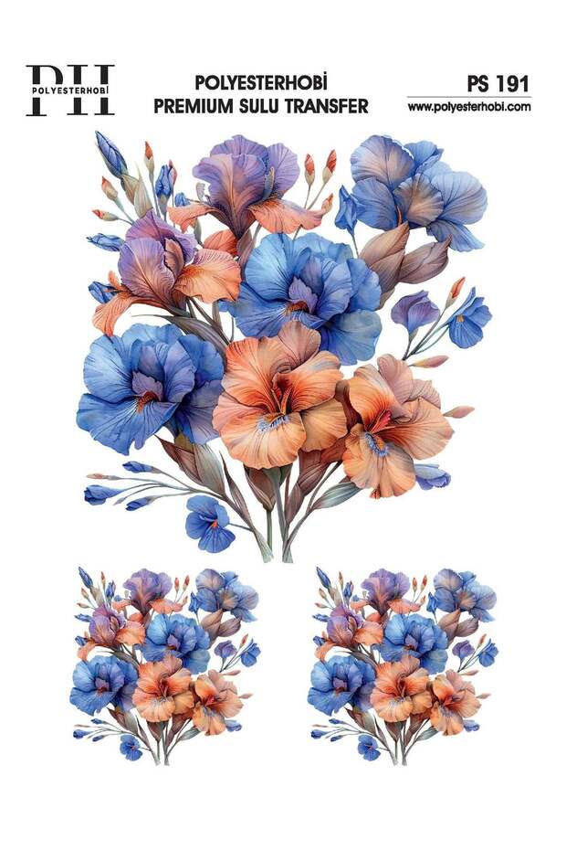 Premium Water Transfer 25X35 cm Flower Patterned Ps 191