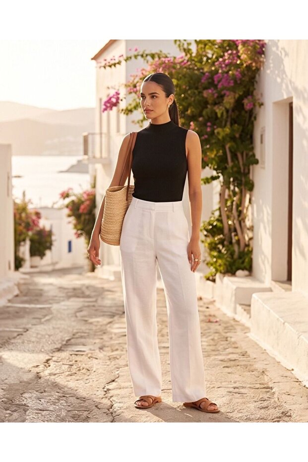 Summer Half Turtleneck Ribbed Knitwear Blouse
