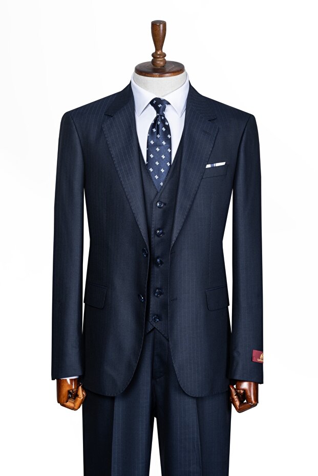 Luxury Men's Suit, Slim Fit, Blazer, Striped Swallow Collar