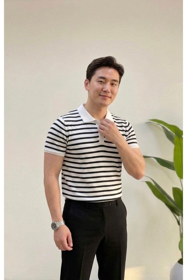 Men's Polo Collar Buttoned Knitted Anti-Sweat Polyamide Fabric
