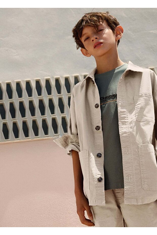 Boy's Gabardine Shirt Beige