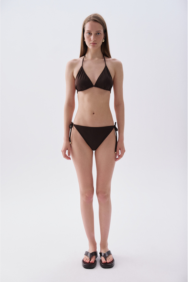 Women's Brown Tie-Up Bikini Bottom