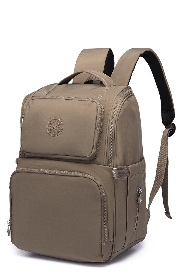 Large Size Waterproof Multi-Pocket Mother and Baby Care Backpack Light Brown