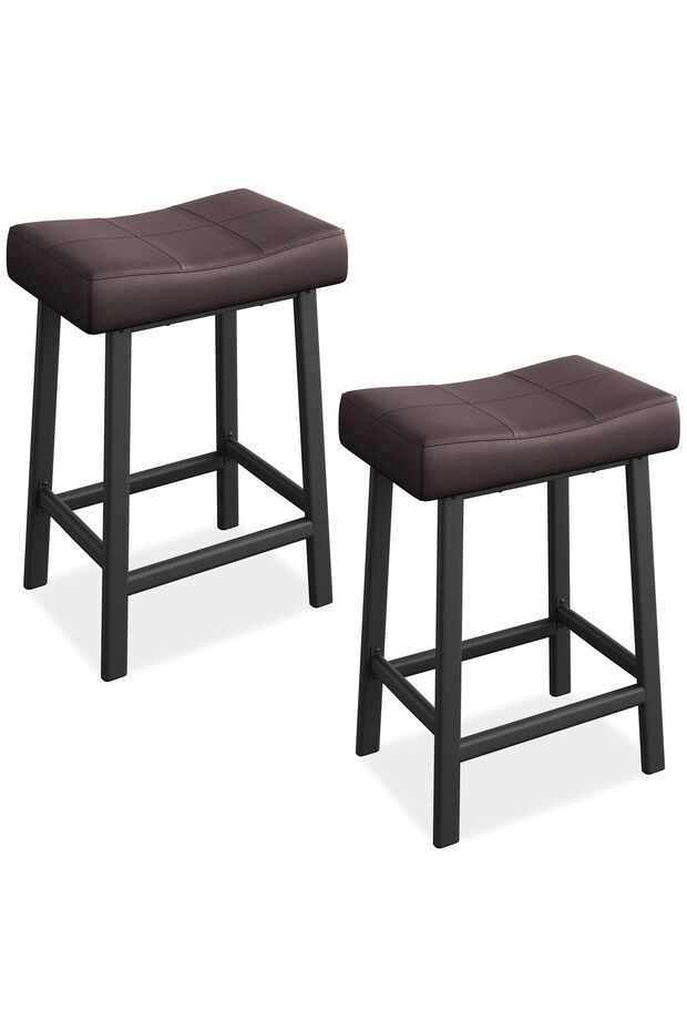 Set of 2 Bar Stools with Height for Kitchen Island Counter, Padded Chairs Upholstered with Curved Cushion, Easy to Assemble
