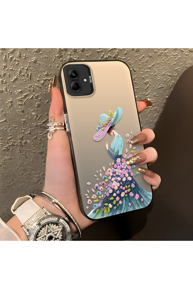Samsung Galaxy A04 Compatible Silicone Edge Hard Back Case Couple Phone Case Beautiful Girl Patterned