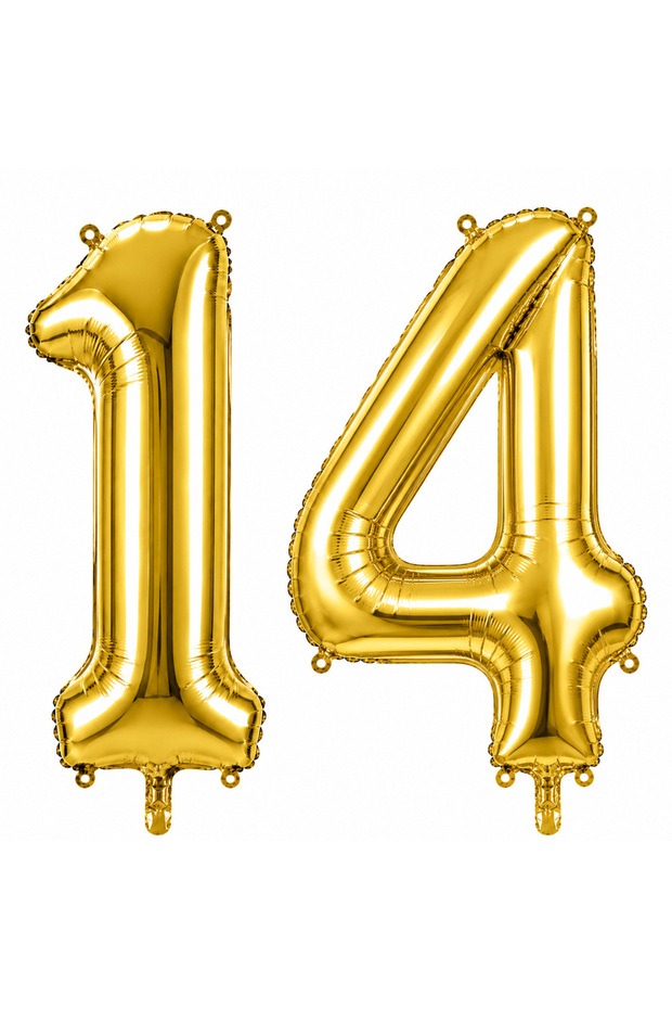 14 Number Foil Balloons Gold Color (76 cm)