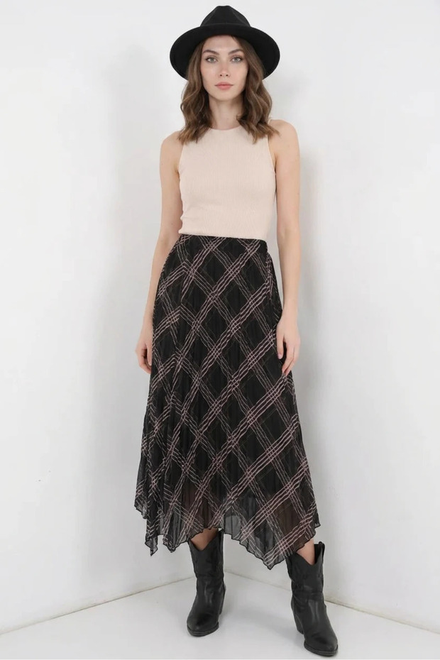 Women's Asymmetrical Cut Chiffon Black Skirt